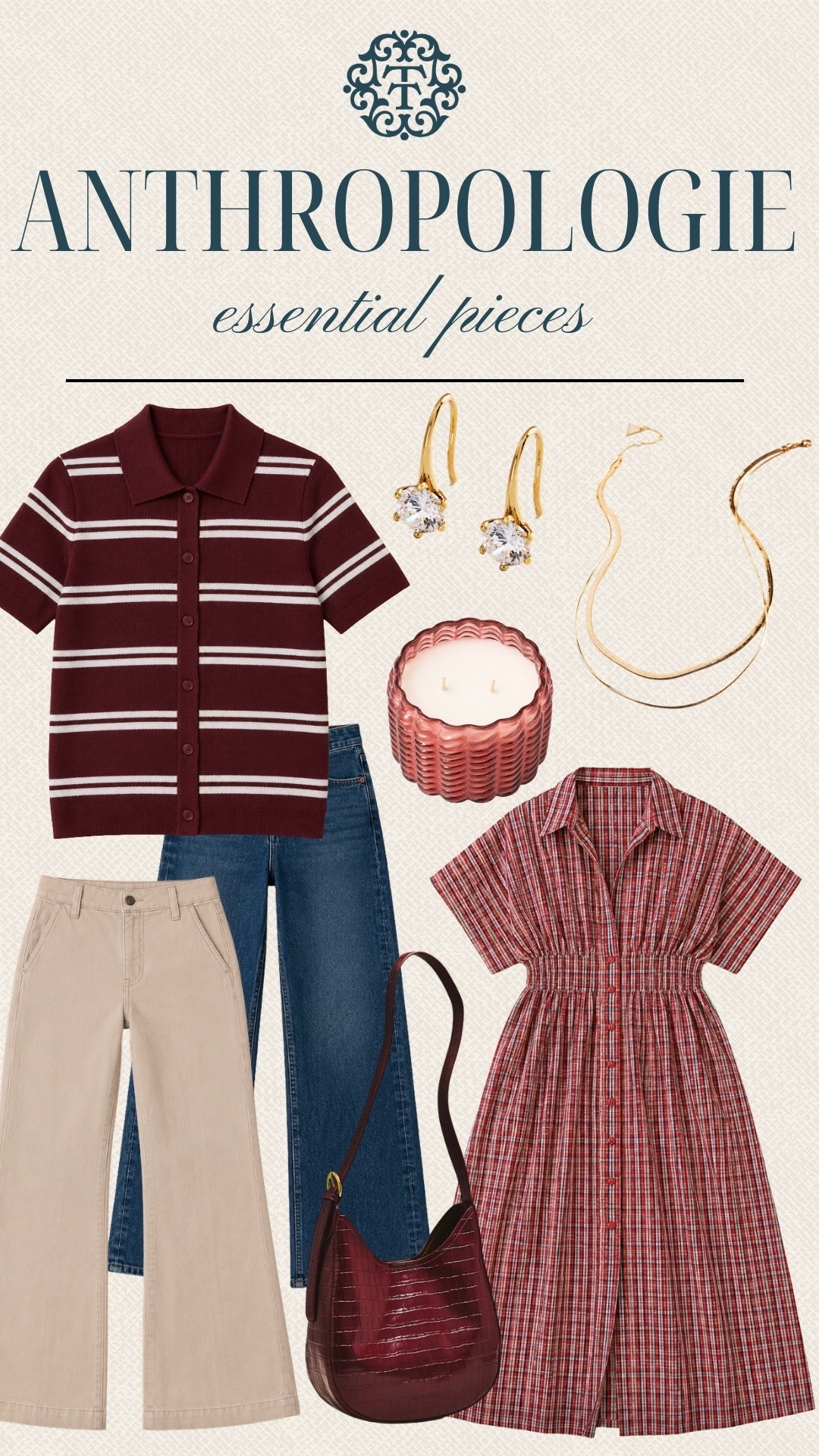 Anthropologie has so many cute finds we can wear now and into fall. We’re loving the striped cardigan, plaid dress, wide leg pants, and dark denim paired with simple gold jewelry. These pieces make it easy to put together outfits for work, weekends, and dinner plans.

#LTKSeasonal #LTKOver40 #LTKMidsize