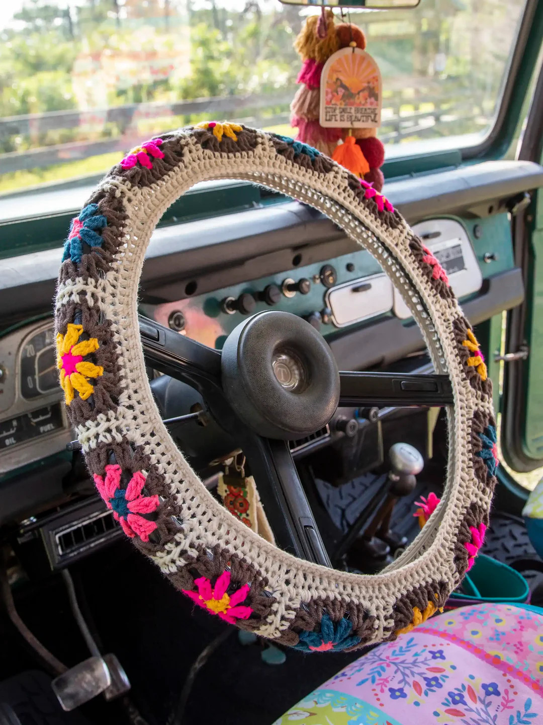 Crochet Steering Wheel Cover, 15" | Natural Life