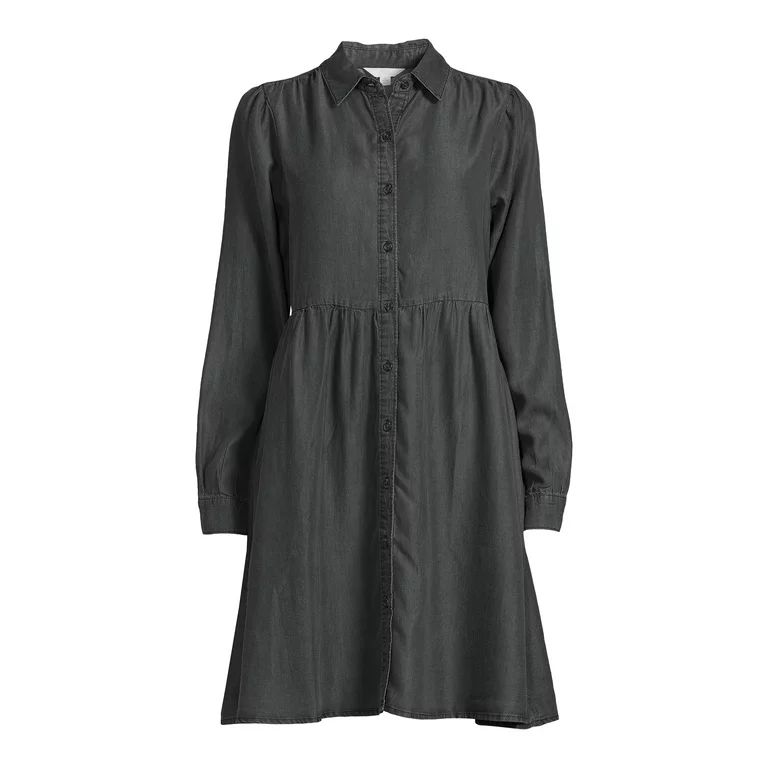 Time and Tru Women's Button Down Shirt Dress, Sizes XS-XXXL | Walmart (US)
