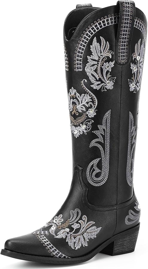 Lumeheel Cowboy Boots for Women - Knee High Western Cowgirl Boots, Sparkly Rhinestone Retro Count... | Amazon (US)