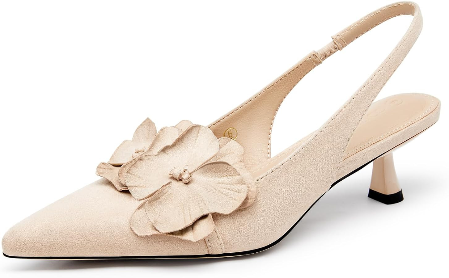Coutgo Womens Slingback Kitten Heels Flower Closed Pointed Toe Pumps Wedding Party Dress Sandals ... | Amazon (US)