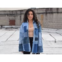 Denim Shirt Jacket, Jacket, Shirt, Patchwork Denim, Oversized Top | Etsy (US)