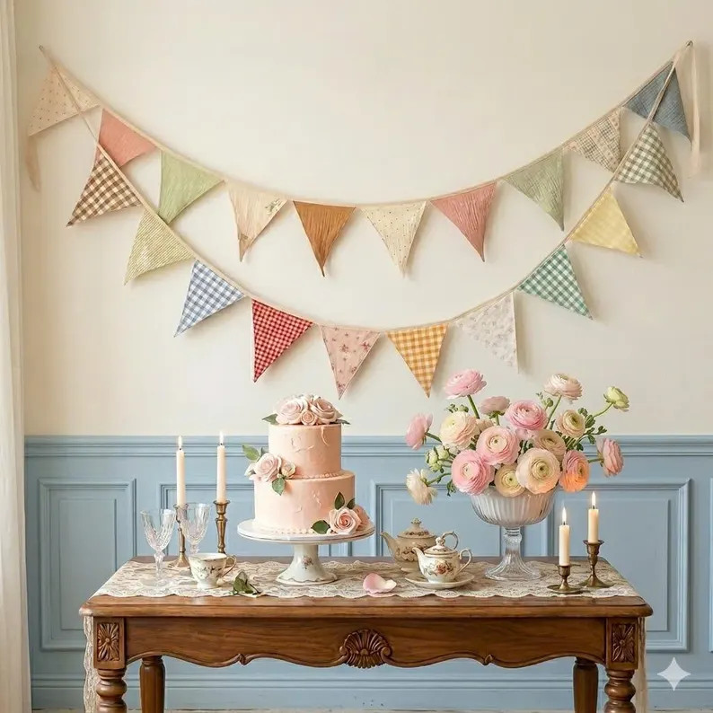 Handmade Linen Bunting Banner – Baby Room Flags Decor, Nursery Wall Hanging - Etsy | Etsy (Global)