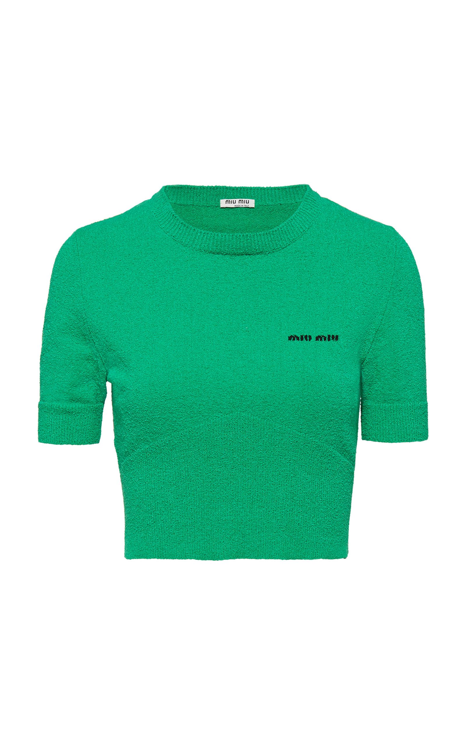Cotton-Blend Boucle Cropped T-Shirt | Moda Operandi (Global)