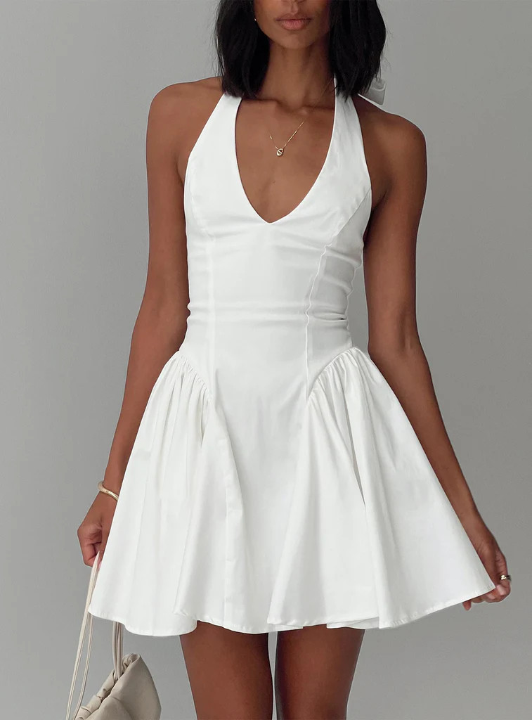 Karisse Halter Mini Dress White | Princess Polly US