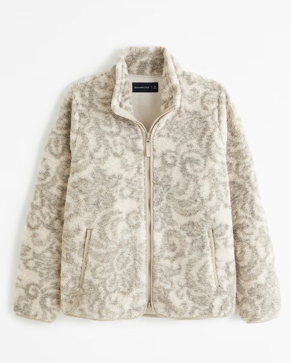 Pattern Sherpa Full-Zip Jacket | Abercrombie & Fitch (US)