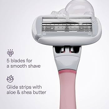 Flamingo 5-Blade Razors for Women - 1 Razor Handle + 4 5-Blade Refills + 1 Shower Holder - Rose | Amazon (US)