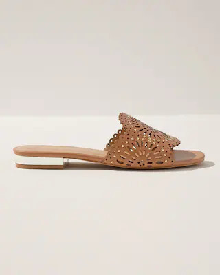 Tan Laser Cut Slide Sandals | Chico's