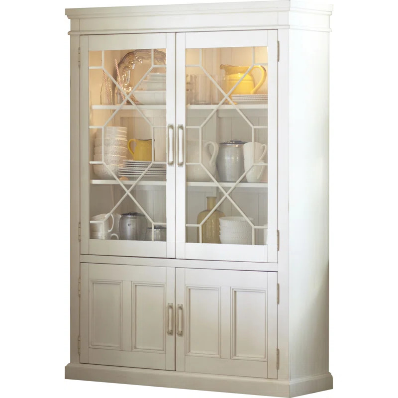 Lisbon Solid Rubberwood Lighted China Cabinet | Wayfair North America