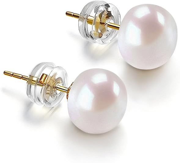 PAVOI 14K Gold AAA+ Handpicked White Freshwater Cultured Pearl Earrings Studs | Amazon (US)