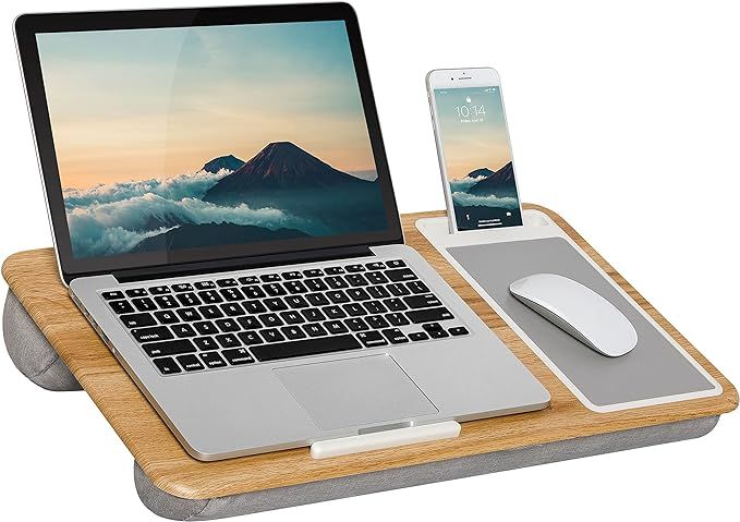 LAPGEAR Home Office Lap Desk with Device Ledge, Mouse Pad, and Phone Holder - Oakwood - Fits up t... | Amazon (US)