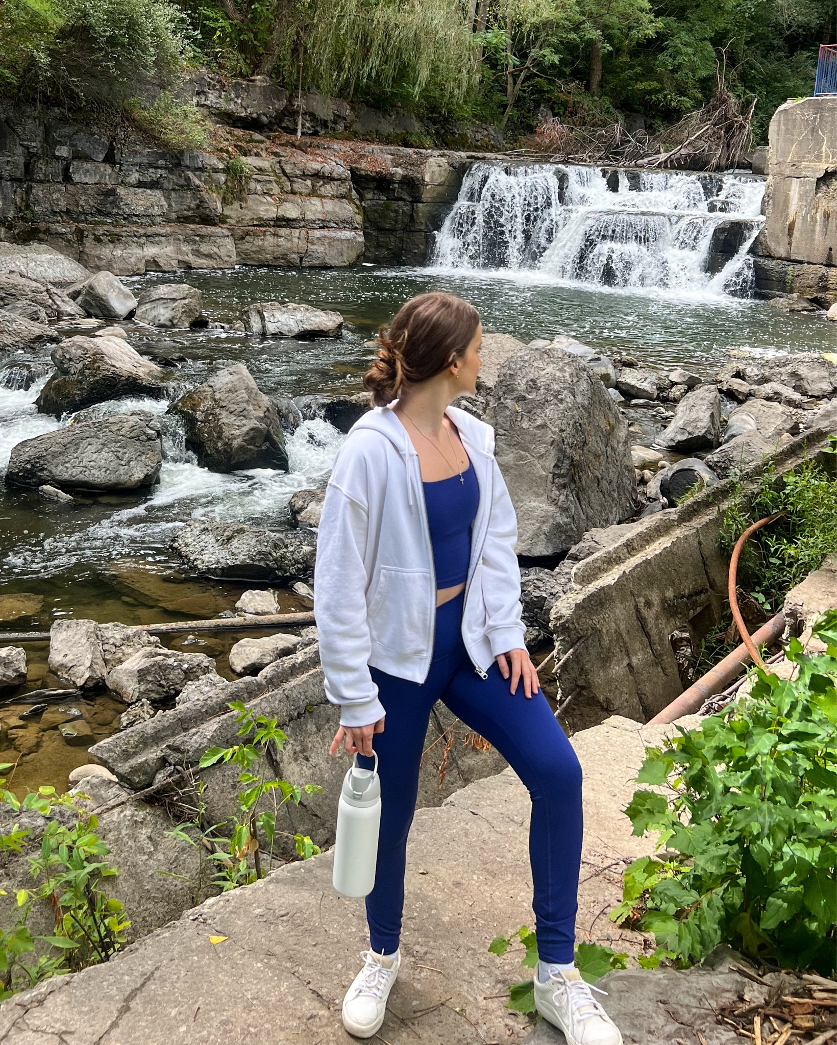 Waterfall walks call for cute + comfy ✨ I’m wearing a blue matching workout set with leggings and a tank, layered with a white zip-up hoodie and classic white sneakers. This is my go-to athleisure look for hiking, Pilates, or just running errands.
.
.
.
.


Leggings outfit | Workout outfits | workout set | workout tank | workout tops | blue leggings | gym outfits | hiking outfits | walking outfit | athleisure outfits | athletic wear | activewear set | #LTKActive 

#LTKFindsUnder50 #LTKShoeCrush #LTKSaleAlert #LTKFallSale #LTKTravel #LTKPetite #LTKSeasonal #LTKStyleTip #LTKU #LTKFindsUnder100