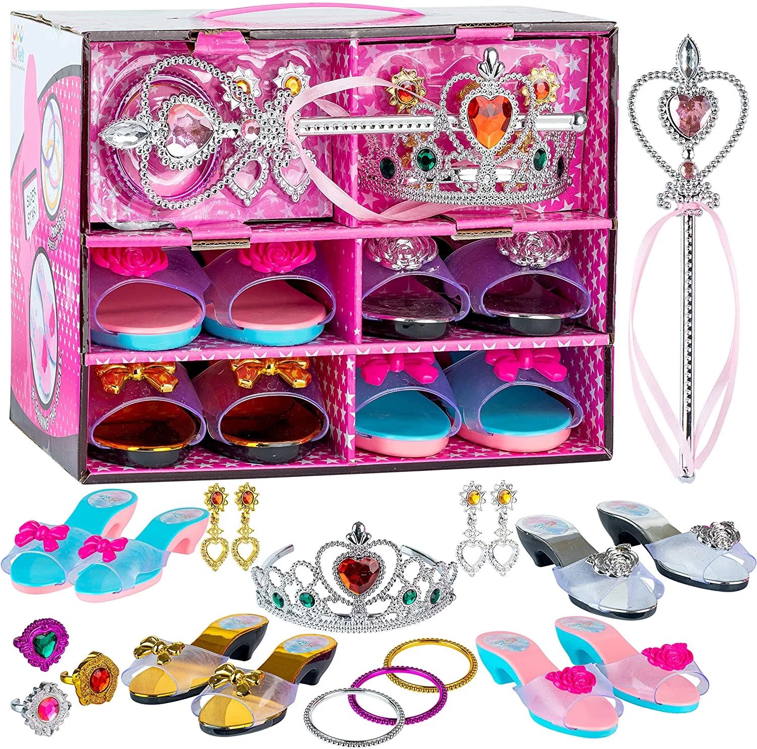 ToyVelt Princess Dress Up & Play Shoe and Jewelry Boutique (Includes 4 Pairs of Shoes + Multiple ... | Walmart (US)