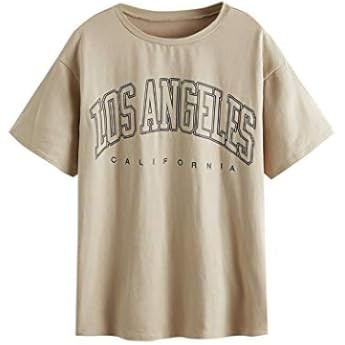 SOLY HUX Women's Casual Letter Print Tee Half Sleeve Loose T Shirt Top | Amazon (US)