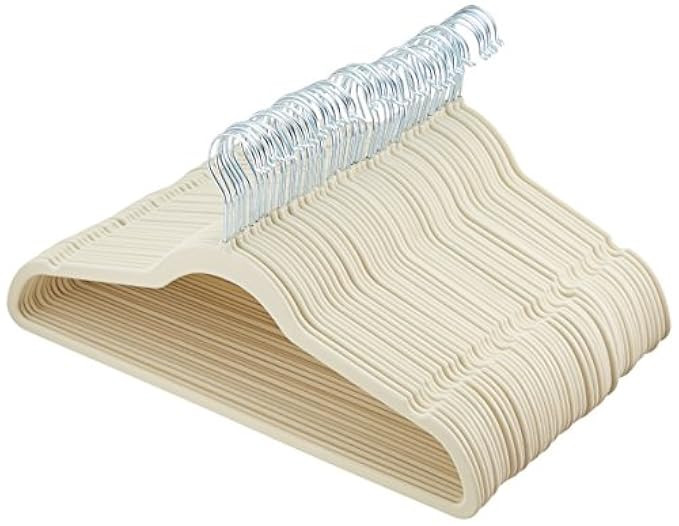 AmazonBasics Velvet Suit Hangers, 50-Pack, Ivory/Beige | Amazon (US)