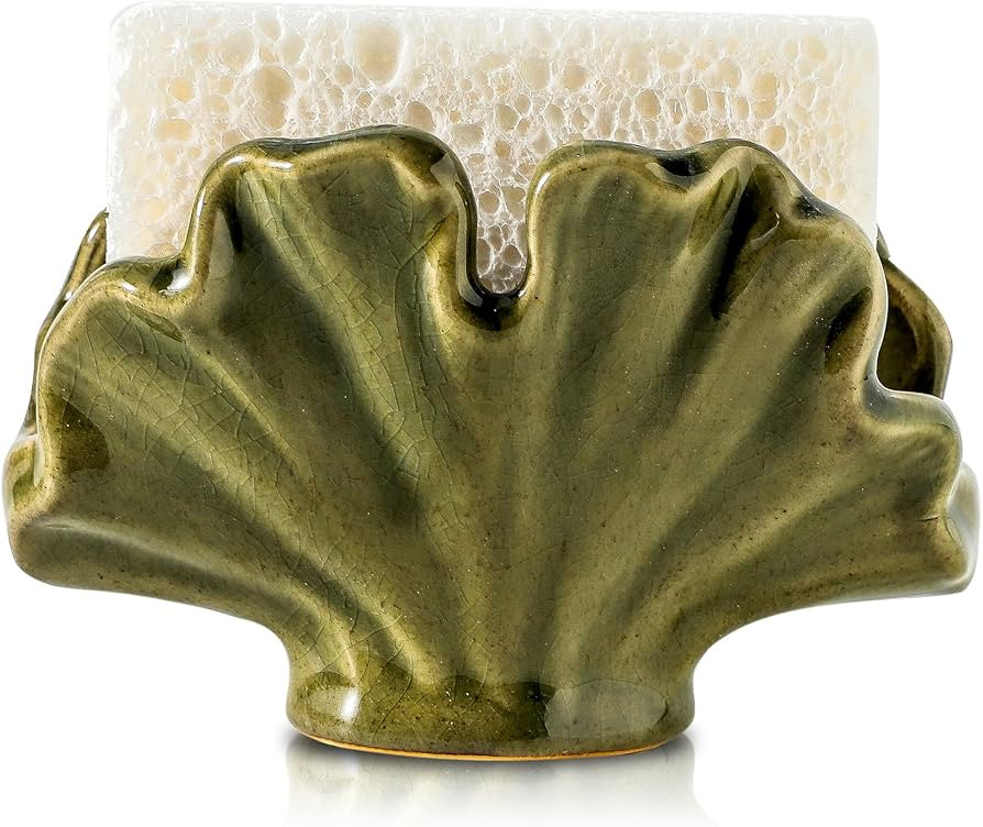 Ceramic Sponge Holder,Sponge Holder for Kitchen Sink,Compact Sink Caddy Organizer-Scouring Pad an... | Amazon (US)