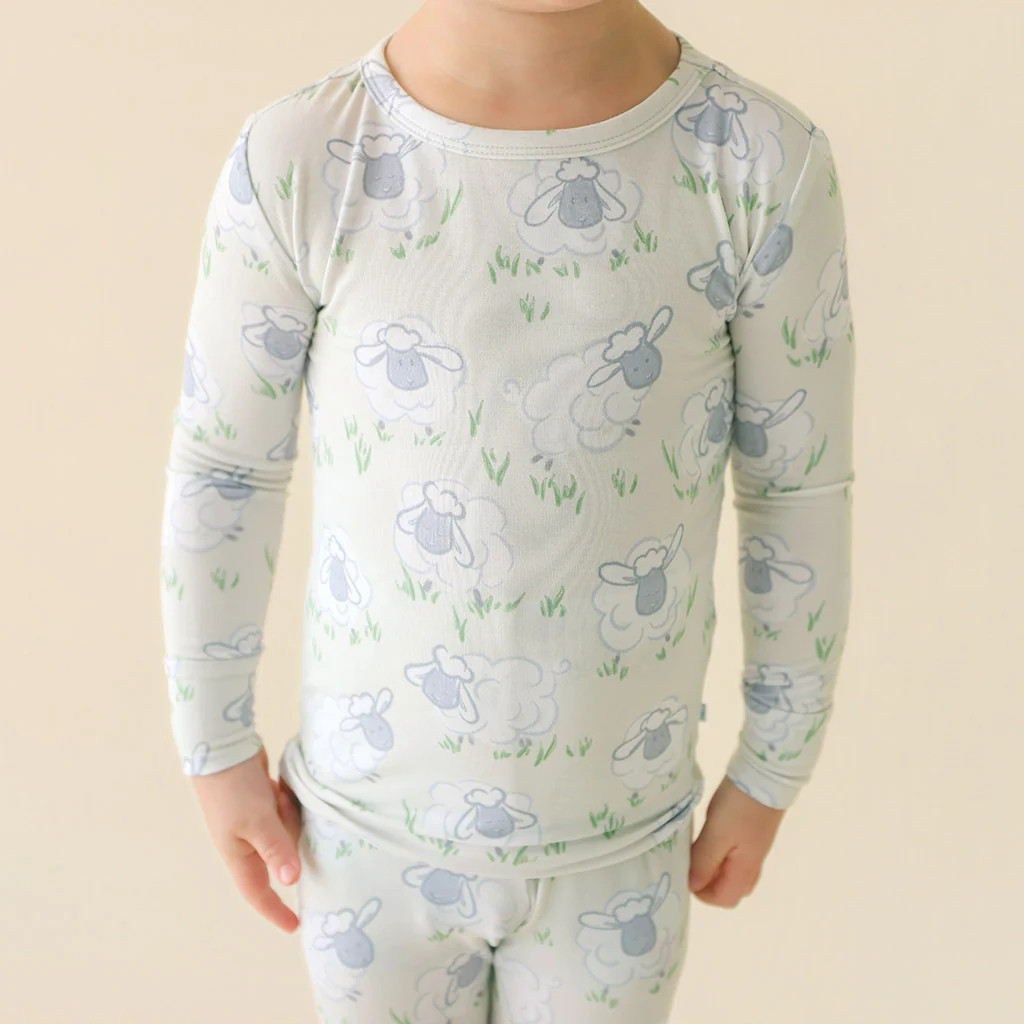 Sheep Green Long Sleeve Toddler Pajamas | Paul | Posh Peanut