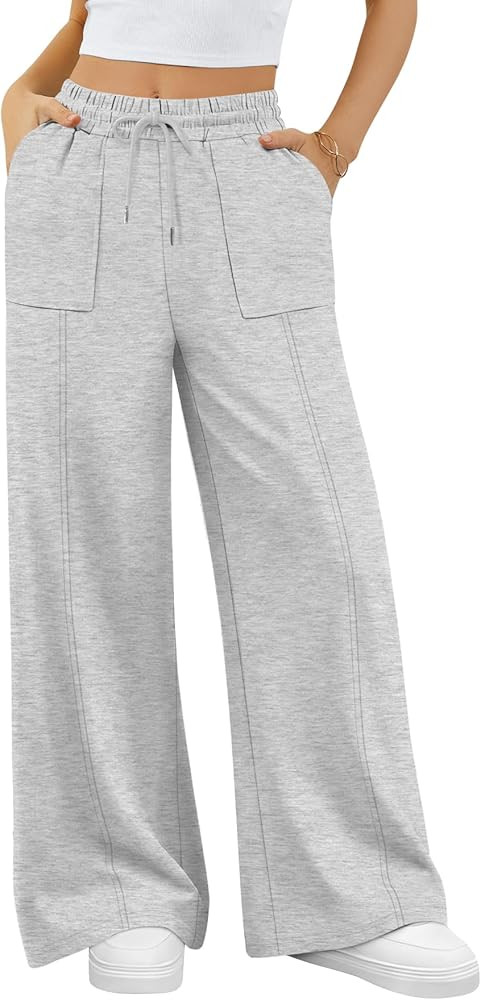 ALIMASHA Wide Leg Sweatpants Women Baggy Lounge Casual Pajama Pants 2025 Teen Girl Jogger Sweat P... | Amazon (US)