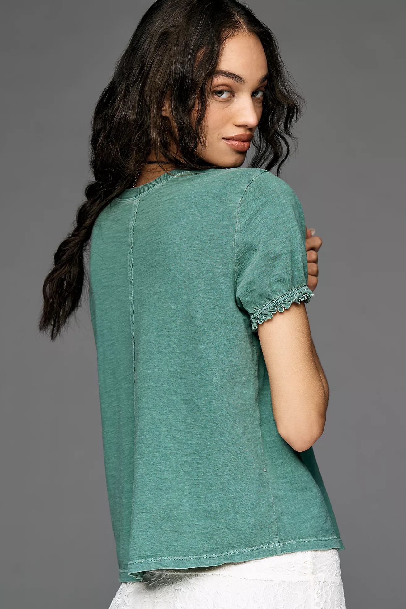 Bennie Puff-Sleeve Crew-Neck Tee by Pilcro | Anthropologie (US)