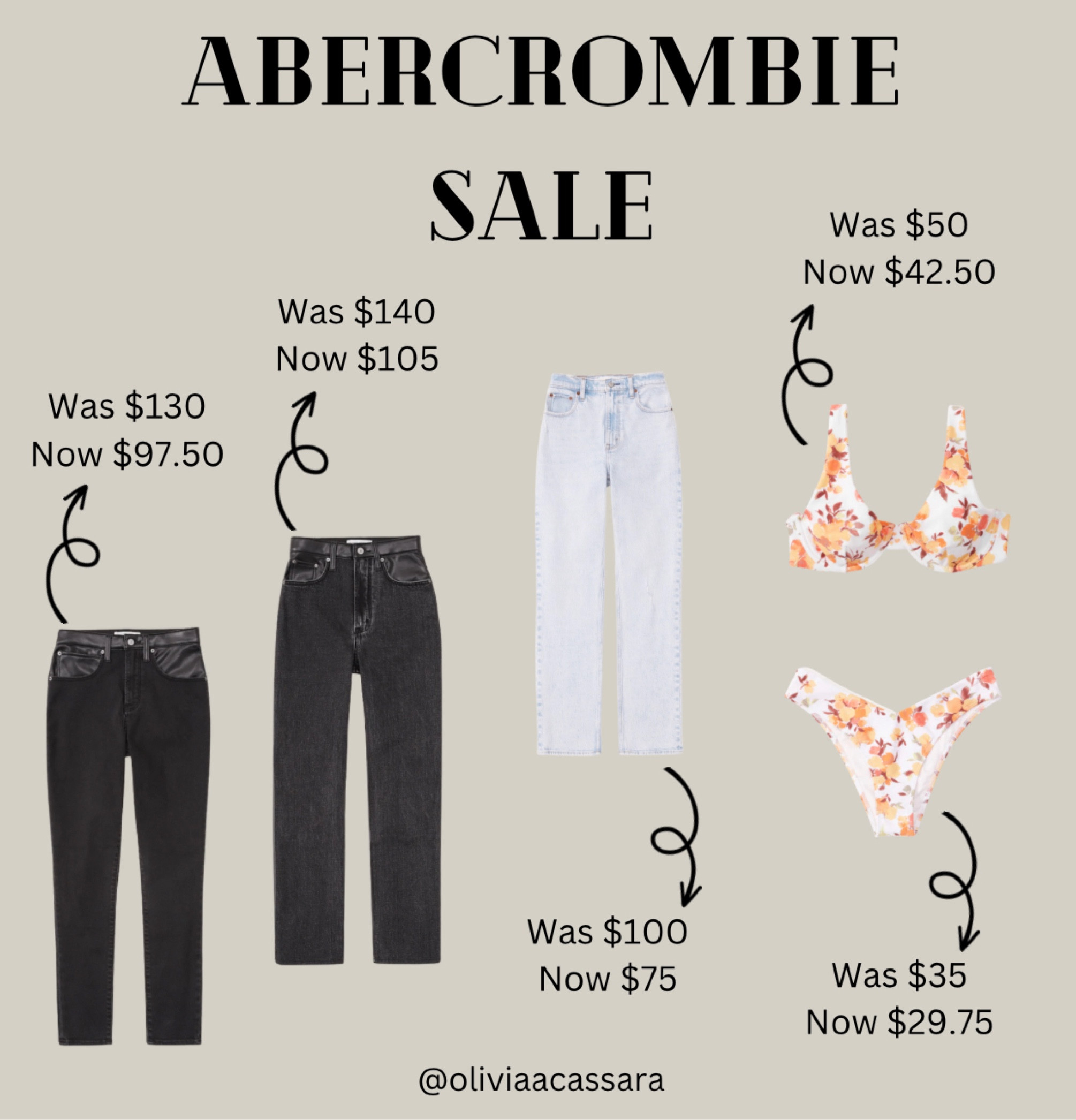 ABERCROMBIE DENIM SALE! 
There’s nothing better than a new pair of black jeans! And ofc a fresh pair of light wash to go alongside..& for my traveling girlies, or prep for summer…a new bikini duh! Love these patterns! 

#LTKsalealert #LTKSeasonal #LTKSale
