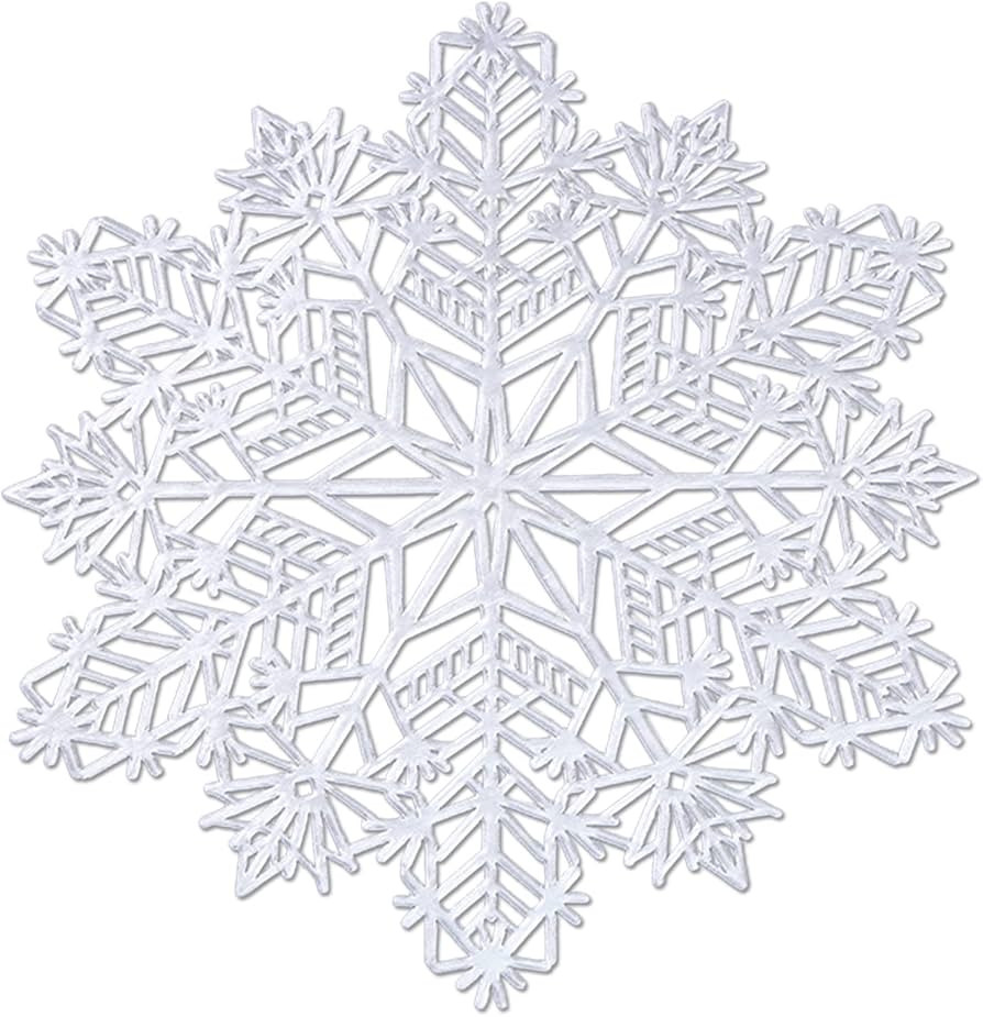 Snowflake Placemats Set of 4 Christmas Decorations Silver Elegant Tablemats Round Vinyl Place Mat... | Amazon (US)