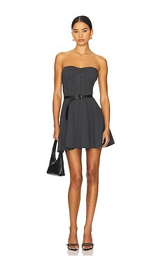 Norma Kamali Strapless Grace Mini Dress in Dark Heather Grey from Revolve.com | Revolve Clothing (Global)
