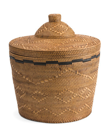 Rattan Basket With Lid | TJ Maxx