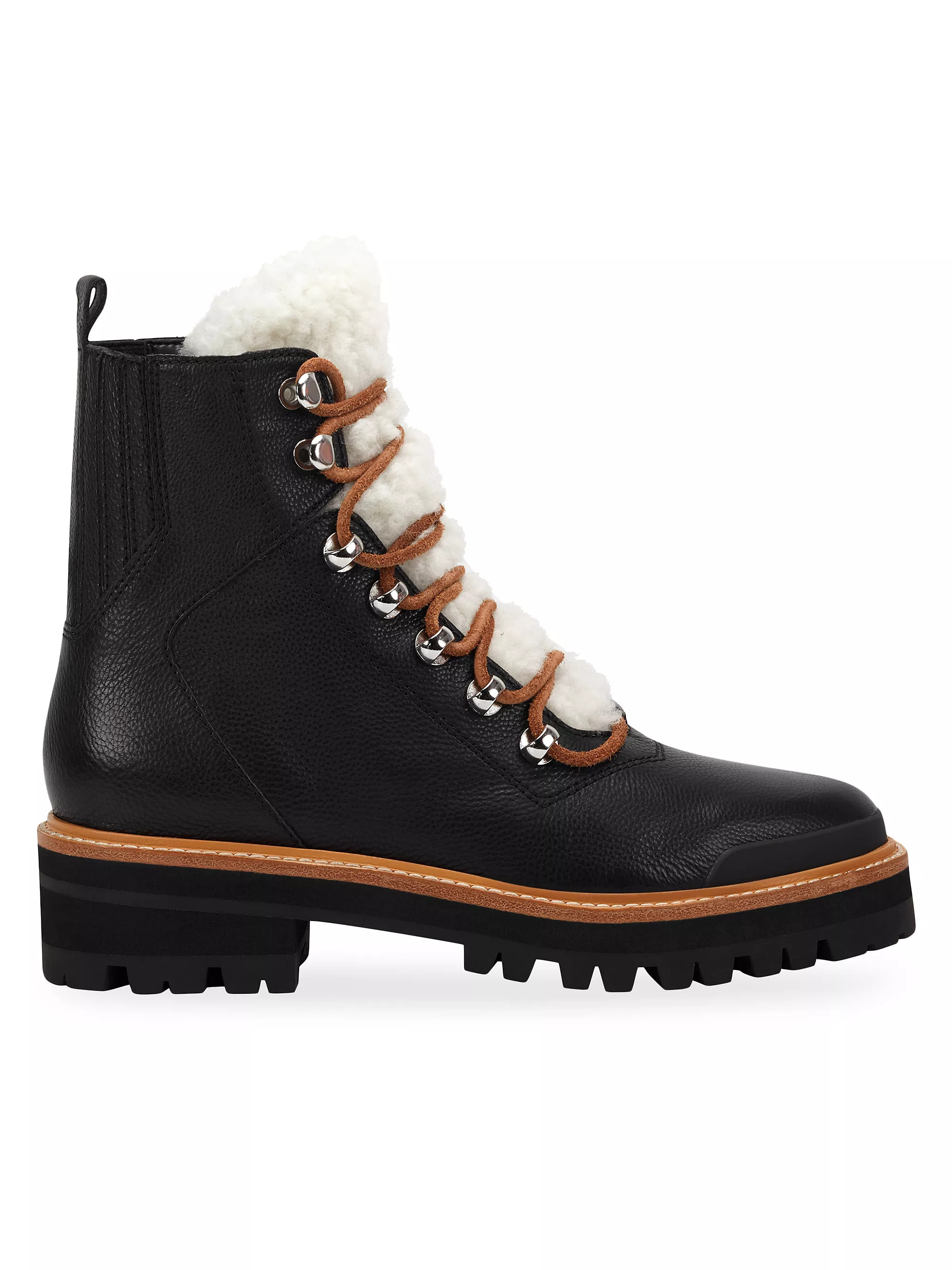 Izzie Shearling-Lined Leather Work Boots | Saks Fifth Avenue