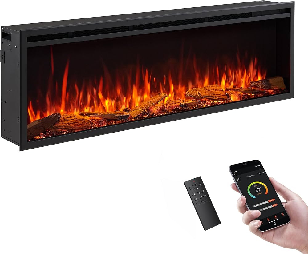 LegendFlame 60" W Smart Wall Mount & in Wall Recessed Electric Fireplace Insert, Heater 750W/1500... | Amazon (US)