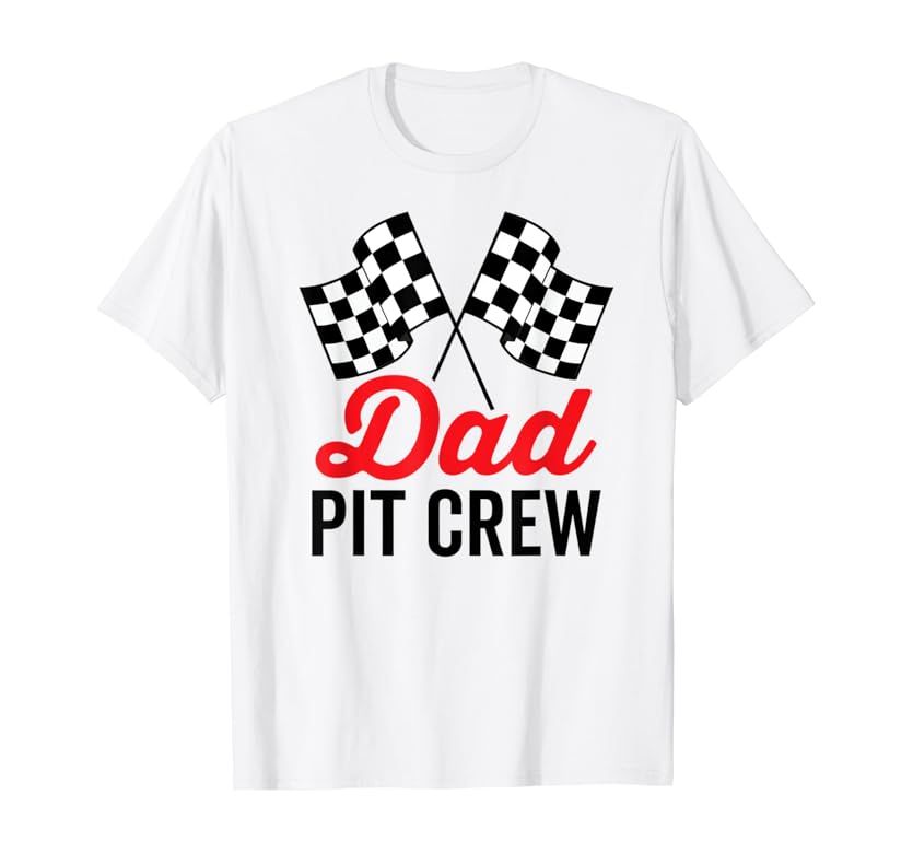 Dad Pit Crew for Racing Party Costume Black Text T-Shirt | Amazon (US)