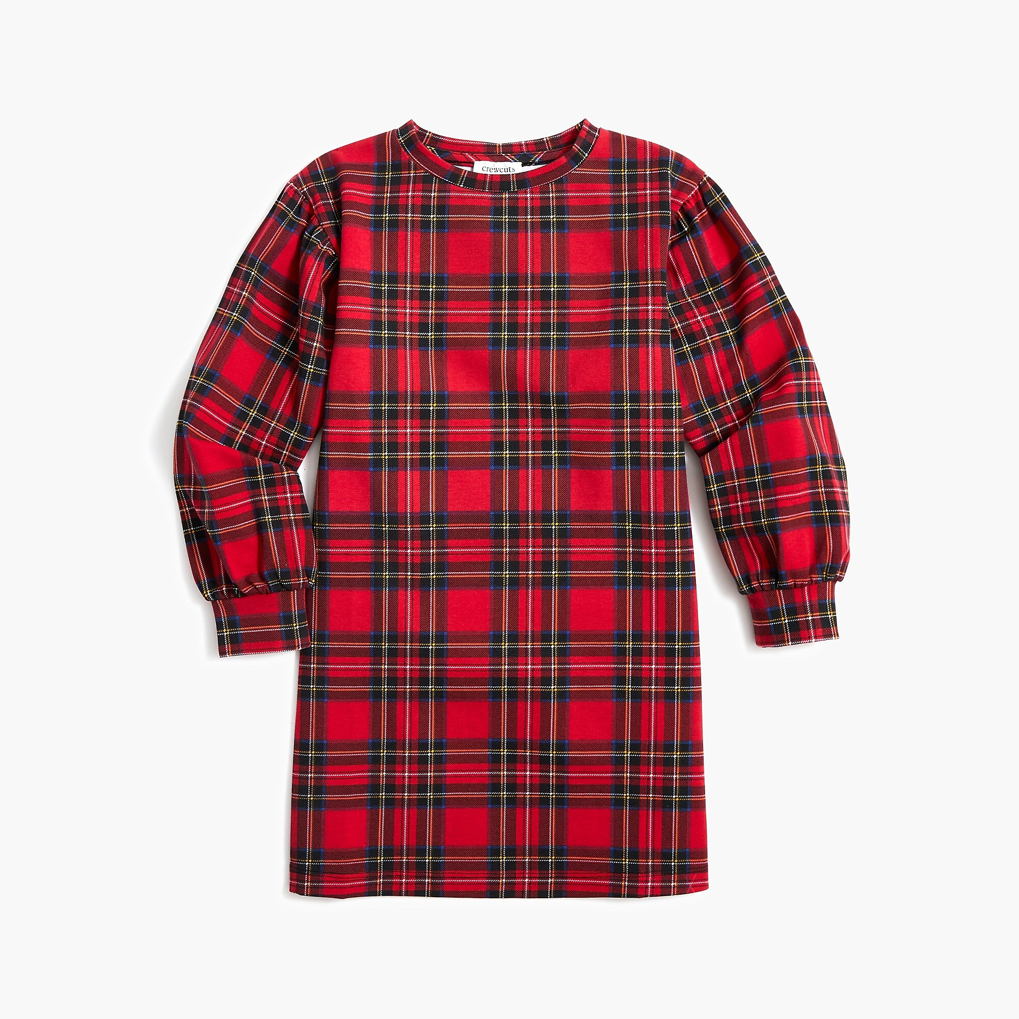 Girls' tartan dress with puff sleeves | J.Crew Factory