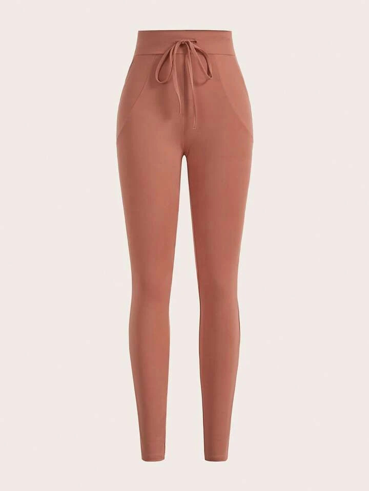 SHEIN EZwear Solid Drawstring Waist Leggings | SHEIN