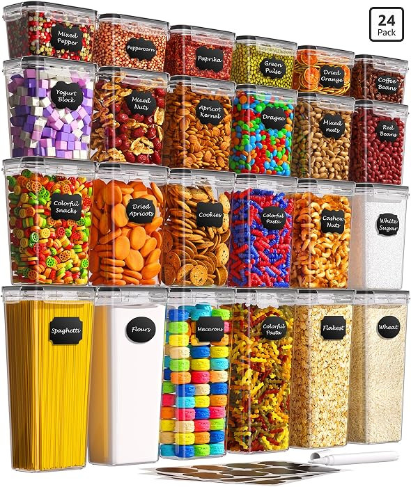 Airtight Food Storage Containers with Lids, 24 PCS Kitchen and Pantry Organization Canisters, BPA... | Amazon (US)