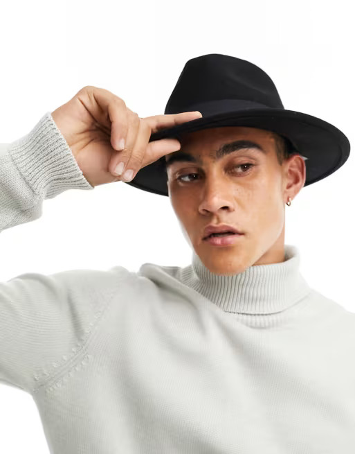 ASOS DESIGN fedora hat in black with size adjuster | ASOS (Global)