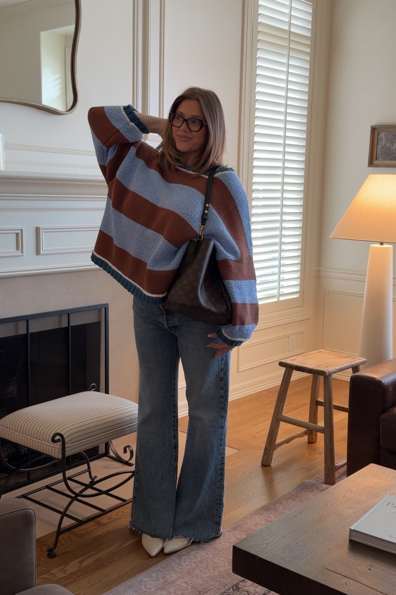 Casual but put together outfit for church today! Sweater size M free people it’s nice and oversized and a cozy knit. Jeans true to size they have great stretch and I love the slight flare. Linking similar kitten heels these are two years old and I wear them with everything! 

#LTKgrwm