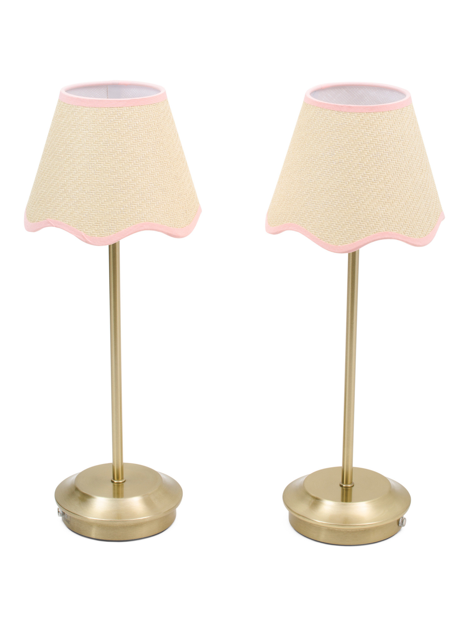 2pk 18in Rechargeable Plated Brass Rattan Table Lamps | Lighting | Marshalls | Marshalls