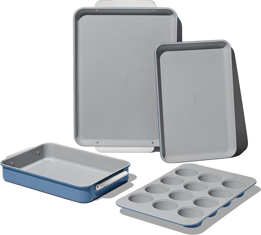 Caraway Nonstick Ceramic Bakeware Set (5 Pieces) - Baking Sheets, Assorted Baking Pans, Cooling R... | Amazon (US)