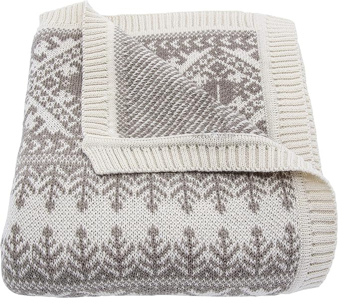 HiEnd Accents Fair Isle Pattern Knit Throw, 50x60 inch, Taupe Color, Soft Cozy Warm Luxury Blanke... | Amazon (US)