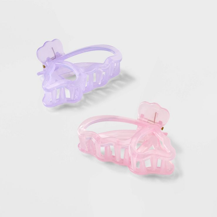 Girls' 2pk Jelly Butterfly Shaped Claw Clip - art class™ | Target