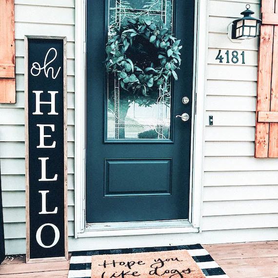 Oh Hello Welcome Porch Sign, Porch Decor, Front Porch Sign, Porch Sign, Farmhouse Signs,Welcome S... | Etsy (US)