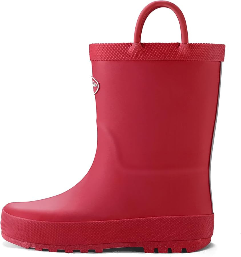 K KomForme Kids Rain Boots, Waterproof Rubber Matte Boots with Easy-on Handles | Amazon (US)