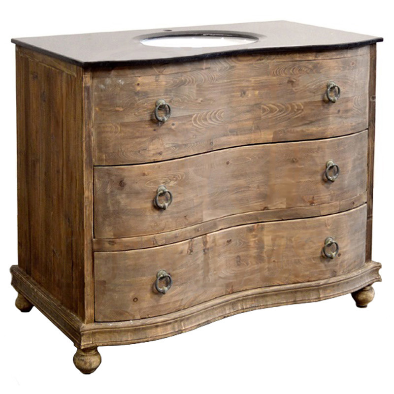Parker French Country Reclaimed Pine Wood Vanity Sink - 43.5" | Kathy Kuo Home