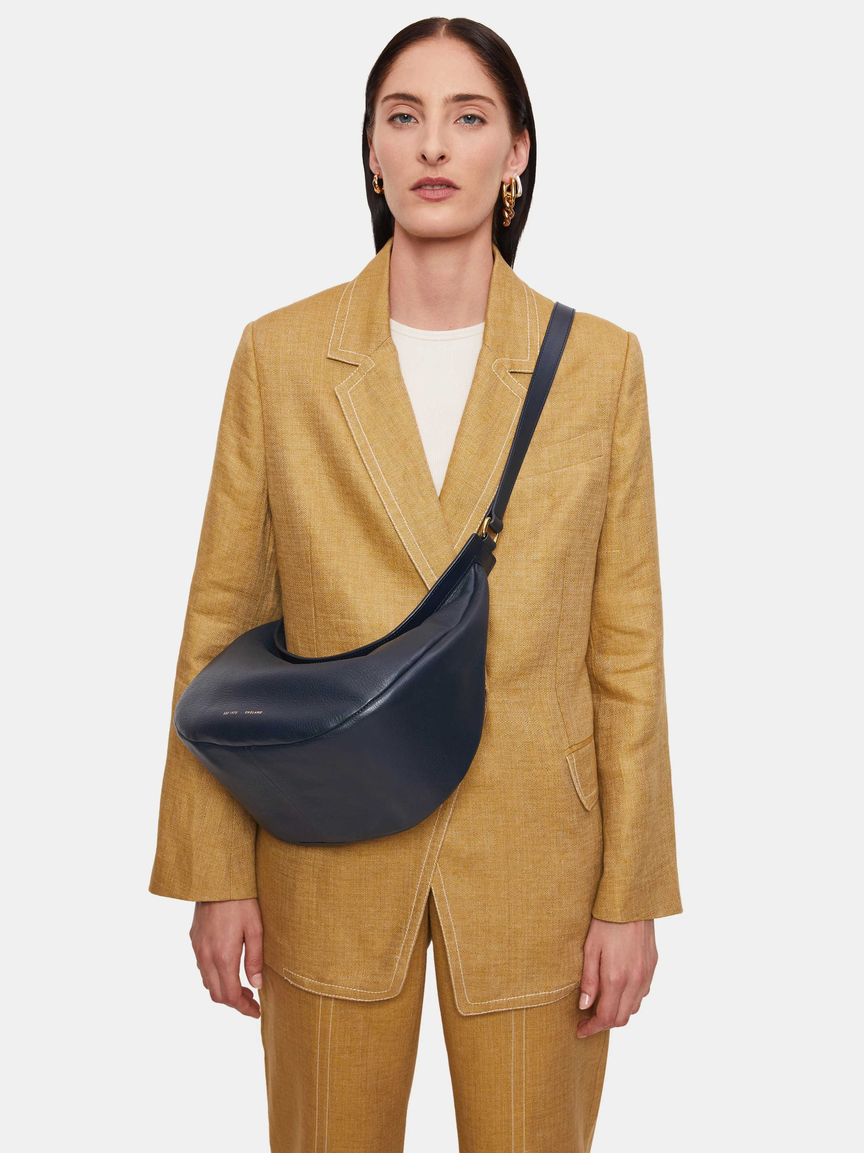 Melbury Leather Soft Bag | Navy | Jigsaw (UK)