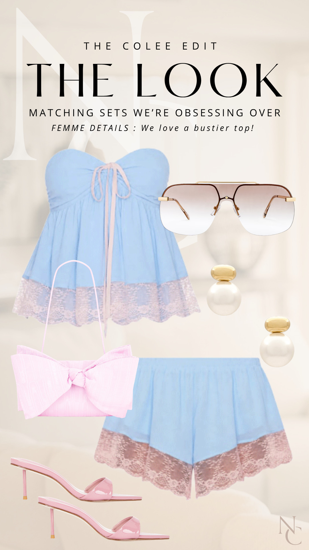 This color combination! A powder-blue bustier set with blush pink accessories is giving feminine summer perfection. Add oversized sunnies, pearls and a bow bag and I’m sold. Shop the look here.

#LTKdayinmylife #LTKgrwm #LTKootd