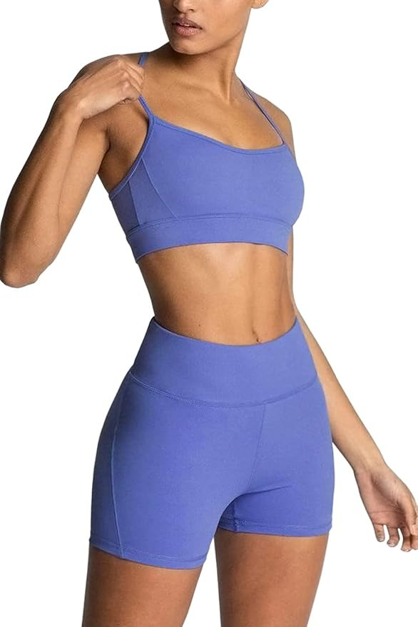 IMEKIS Women's Workout Sets 2 Piece Yoga Outfit High Waisted Biker Shorts Leggings Sports Bra Gym... | Amazon (US)