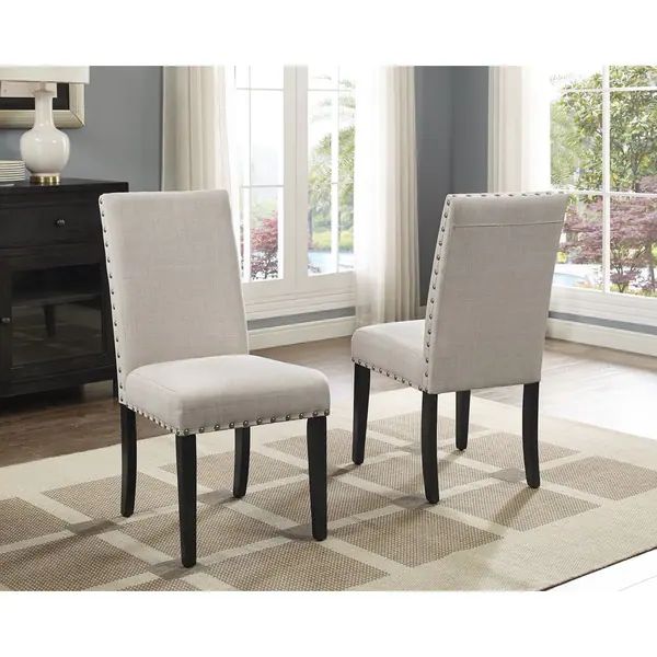 Copper Grove Humboldt Nailhead-trim Fabric Dining Chairs (Set of 2) - Tan | Bed Bath & Beyond