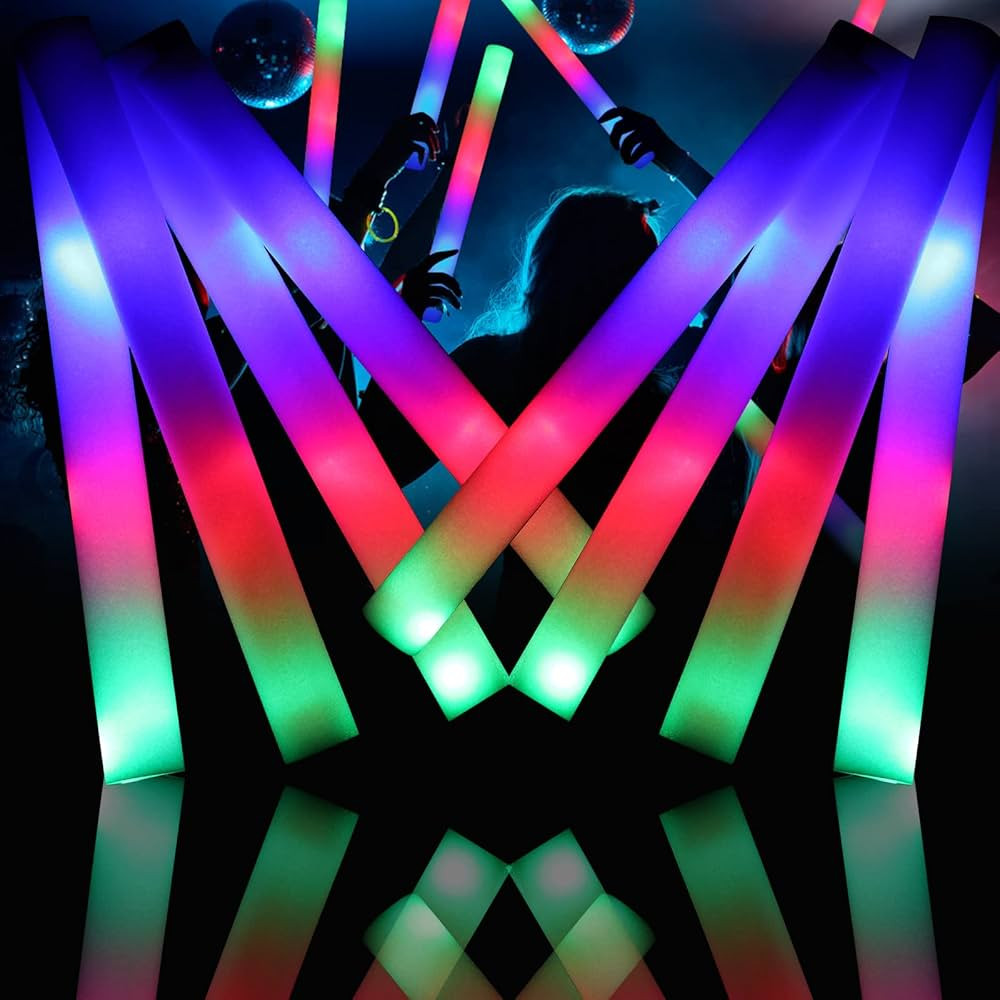 Glow Sticks Bulk, 32 PCS Foam Glow Sticks, LED Foam Sticks in The Dark Party Supplies with 3 Mode... | Amazon (US)