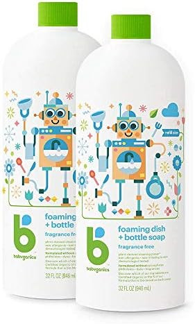Babyganics Foaming Dish & Bottle Soap , Fragrance Free, 32oz, 2 Pack, Packaging May Vary | Amazon (US)