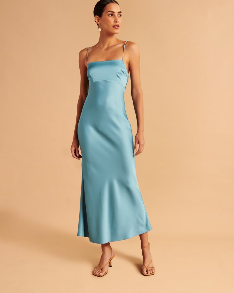 Women's Satin Cowl Back Slip Midi Dress | Women's Dresses & Jumpsuits | Abercrombie.com | Abercrombie & Fitch (US)