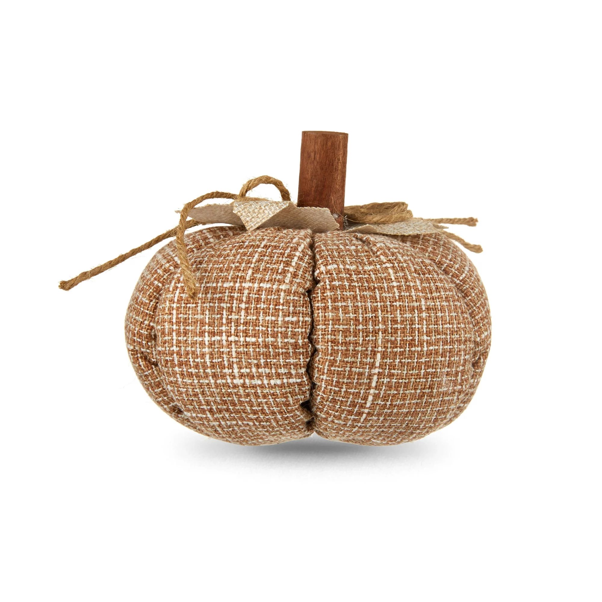 Fall, Harvest Small Brown Fabric Pumpkin Decoration, 6 in, by Way To Celebrate | Walmart (US)